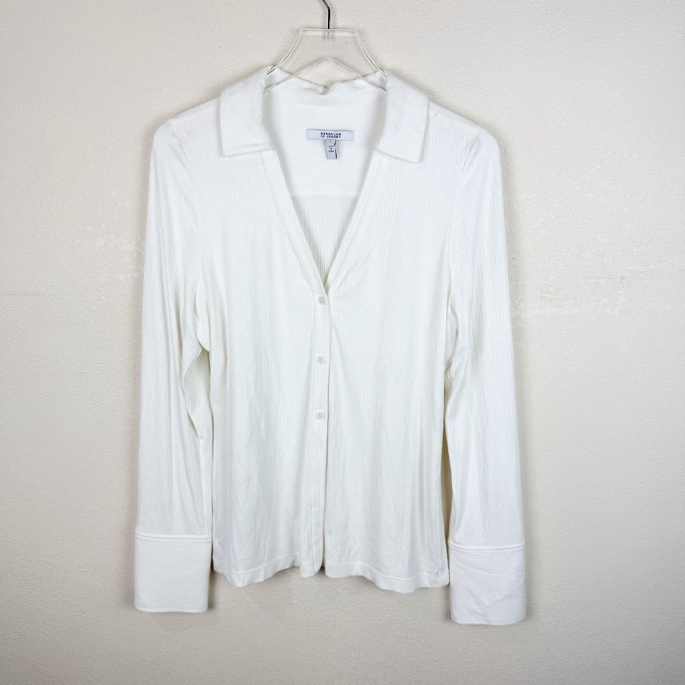 Derek Crosby 28 White Collared Blouse Button Down Long Sleeve XL